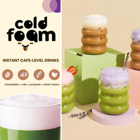 Lavender single-serve foam packet for on-the-go prep