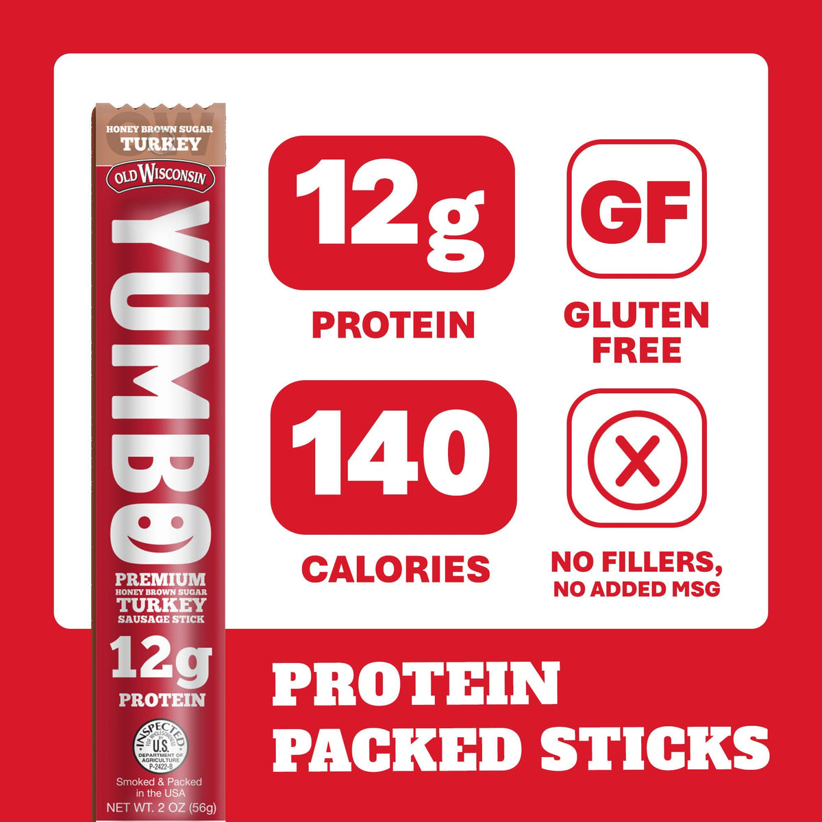YUMBO Honey Brown Sugar Turkey Sticks close-up shows glossy glaze and tender texture