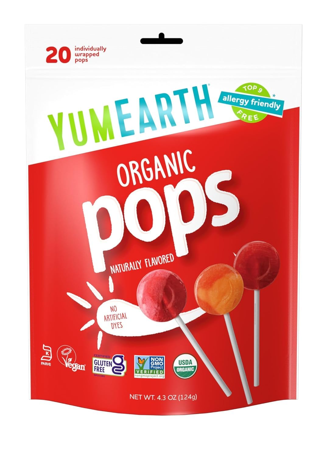 YumEarth allergen-free organic label visible on packaging for clarity and trust.