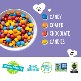 Choco Yums with natural dyes label showing no artificial colors.