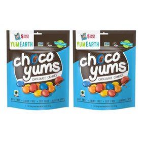 YumEarth Choco Yums pack front view, allergy-friendly chocolate candy for lunchboxes.
