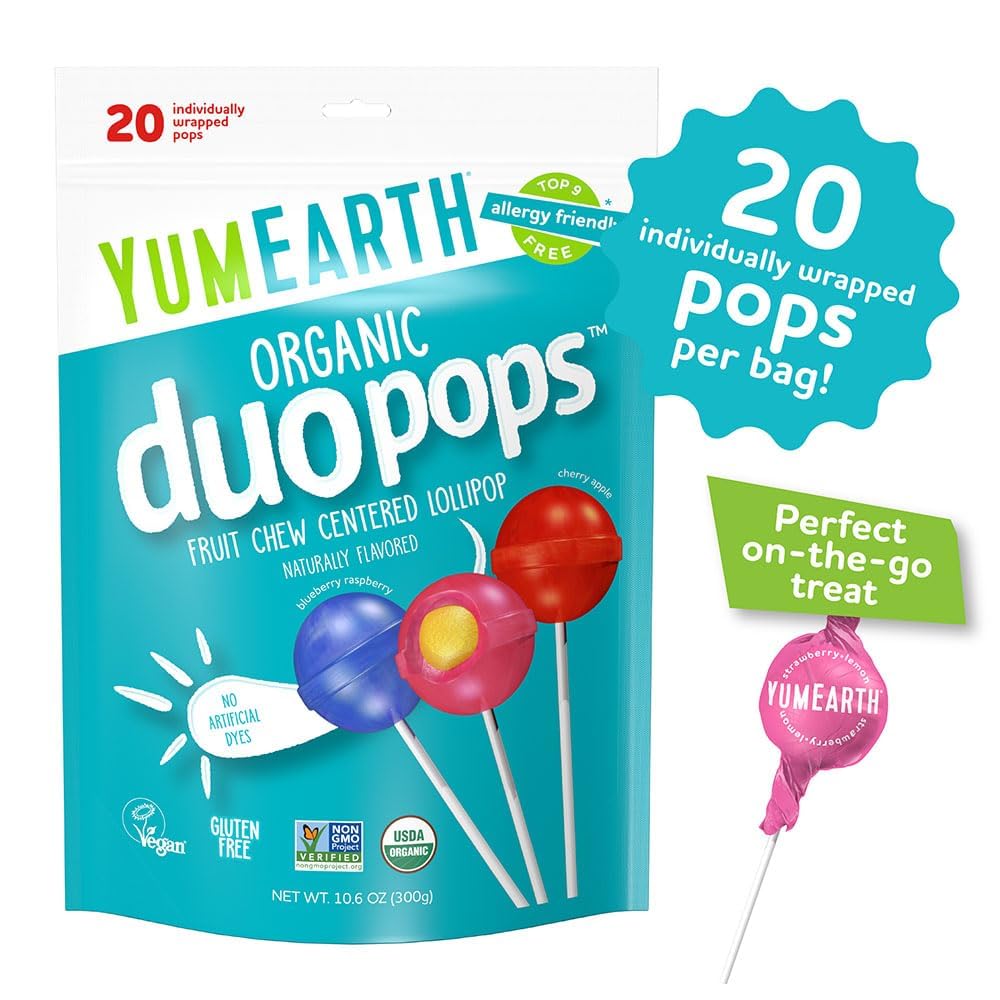 YumEarth Duo Pops fruit chew center close-up showing chewy texture.