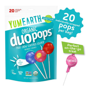 YumEarth Duo Pops fruit chew center close-up showing chewy texture.