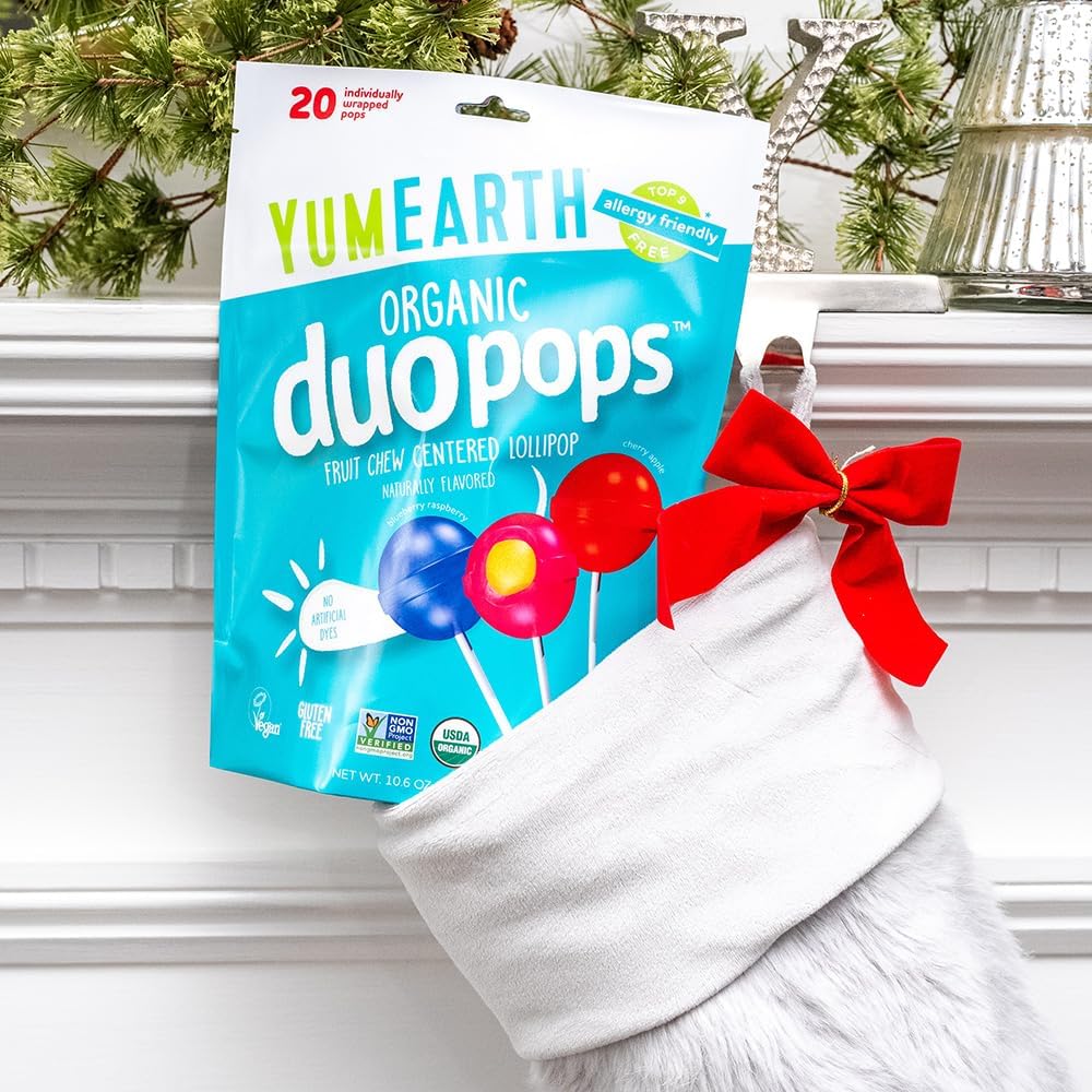 YumEarth Duo Pops individually wrapped candies ideal for sharing.