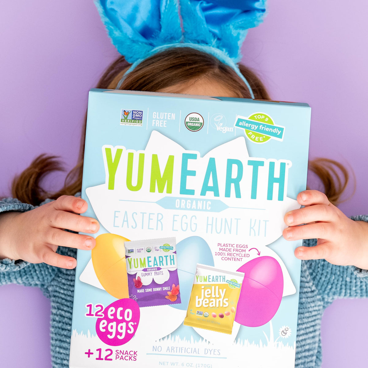 YumEarth Easter eggs in a basket featuring the kit's treats