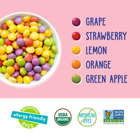 Close-up of YumEarth Giggles assorted flavors for quick, kid-friendly snacking.