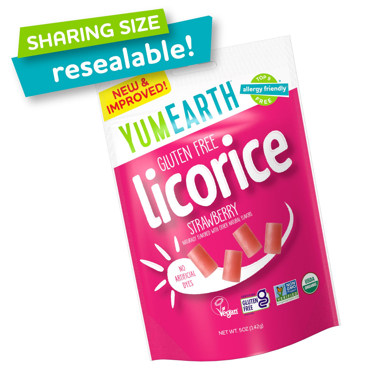 YumEarth Gluten-Free Snack Bag showing resealable closure, ideal for on-the-go snacking