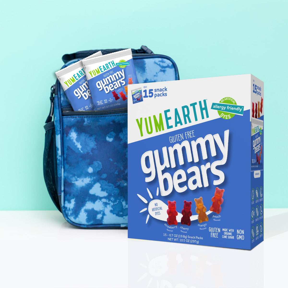 YumEarth Gummy Bears come in a convenient 15-pack.