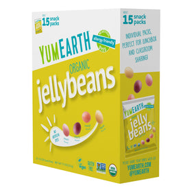 YumEarth Jelly Beans assorted flavors in a pack, ideal for on-the-go snacking.