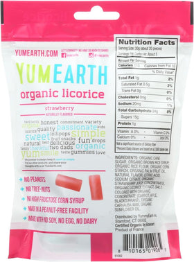 YumEarth licorice strawberry closeup captures chewy texture and fruity aroma.