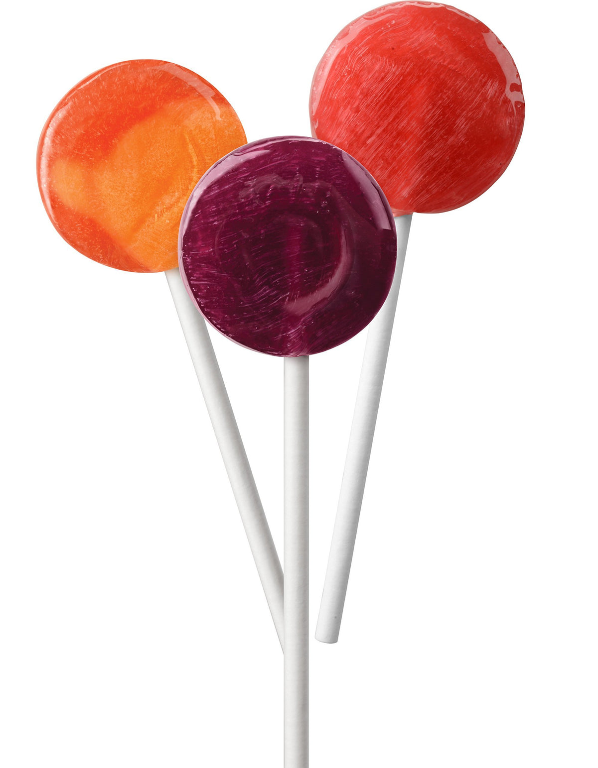 YumEarth lollipops closeup colorful swirls; color from real fruit juices.