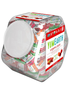 YumEarth lollipops variety pack front view, allergen-friendly snack option.