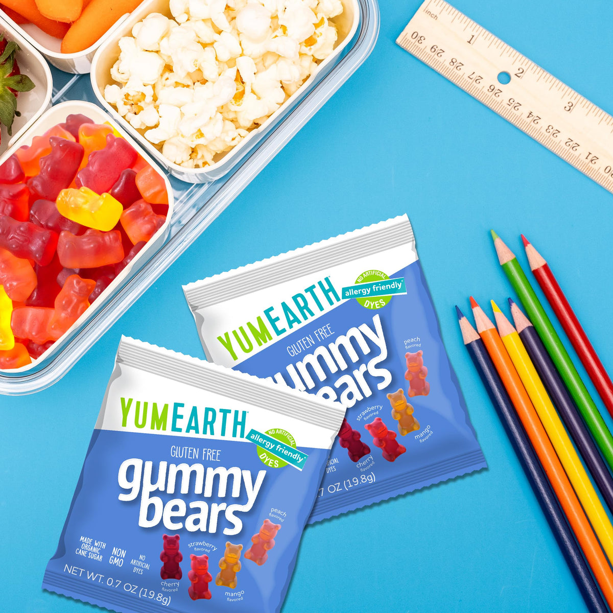 Allergen-free and organic YumEarth gummies suitable for diverse diets