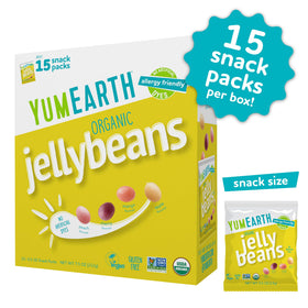 YumEarth Organic Jelly Beans with fruit juice colors for lunchboxes.