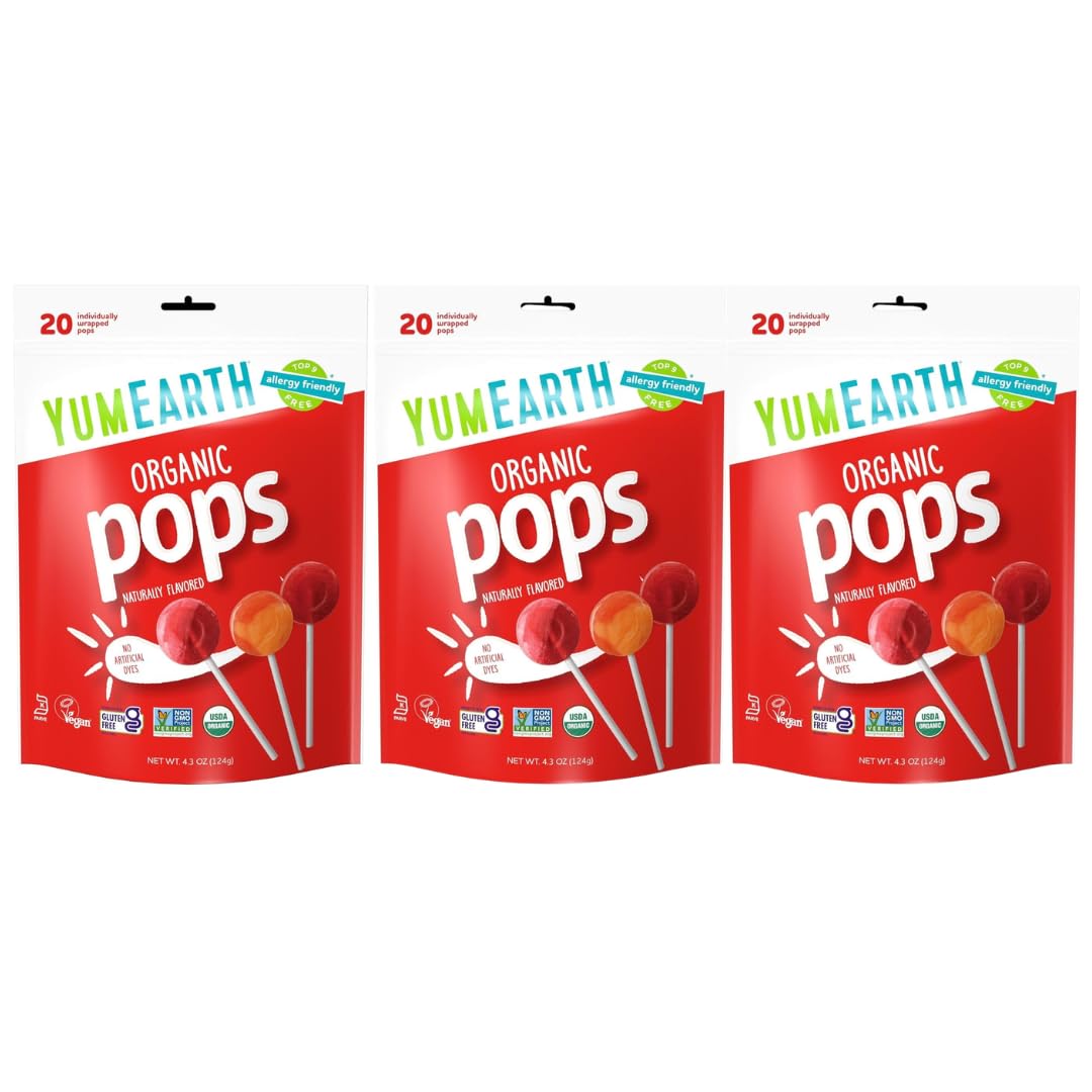YumEarth Organic Lollipops variety pack shown for sharing at parties