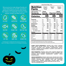YumEarth organic pops in Halloween pack, fruity flavors ideal for classroom candy.