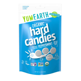 YumEarth Organic Refresh Mints Wild Peppermint pack front for on-the-go breath refresh