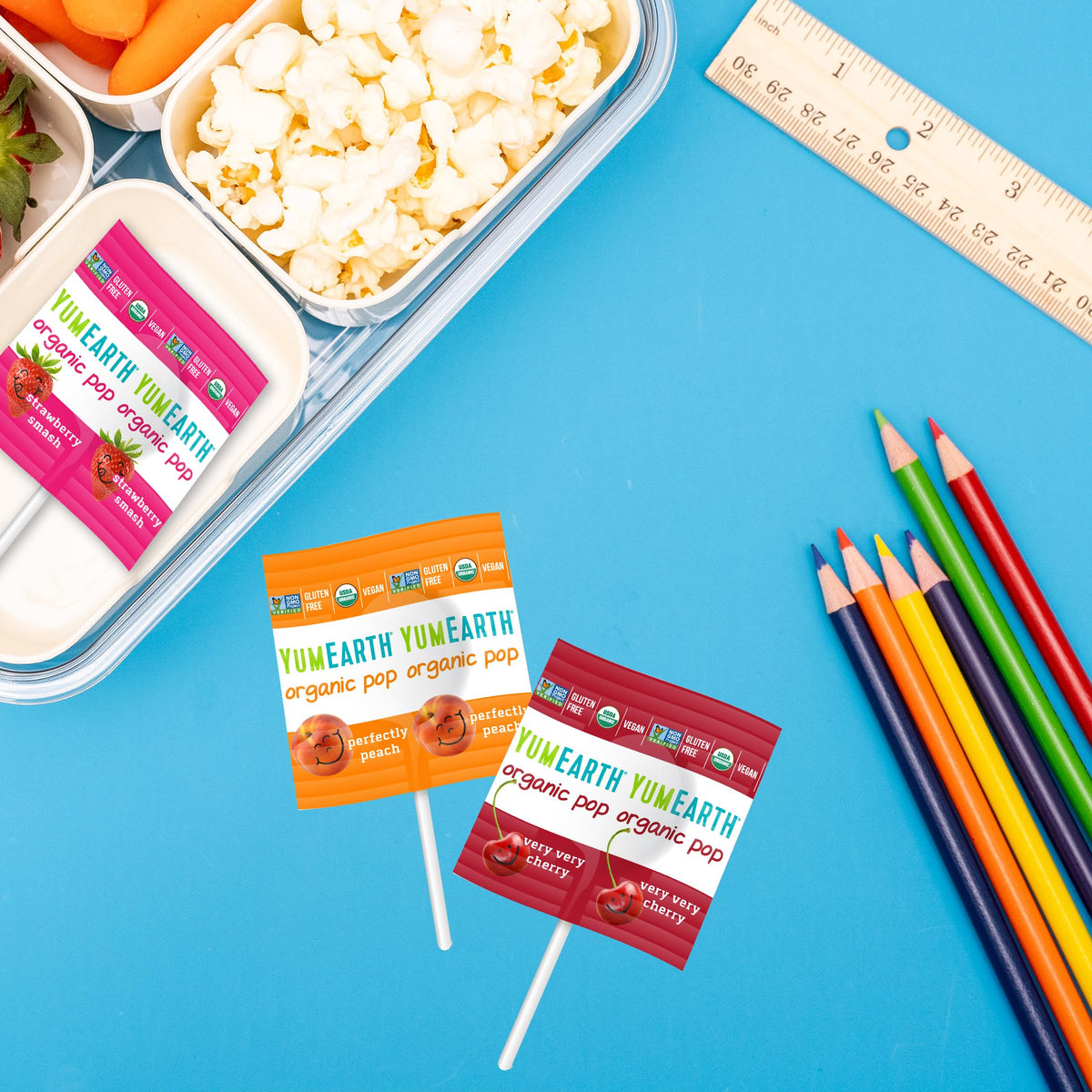 YumEarth pops display at parties offers a colorful kid-friendly treat option