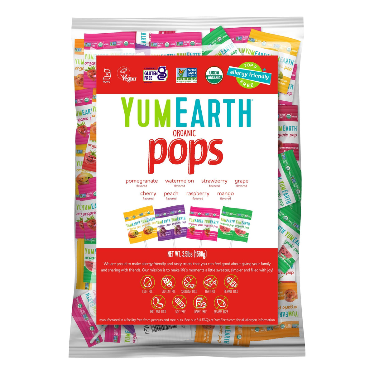 YumEarth pops variety pack front shows assorted flavors for classroom sharing