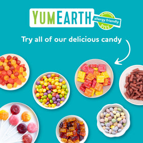 YumEarth Watermelon Raspberry Lollipop close-up, colorful school snack option.