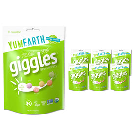 YumEarth Sour Giggles resealable bag for pantry snacks and travel.