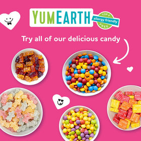 YumEarth Valentines lollipops allergen-safe, gluten-free and non-GMO assurance.