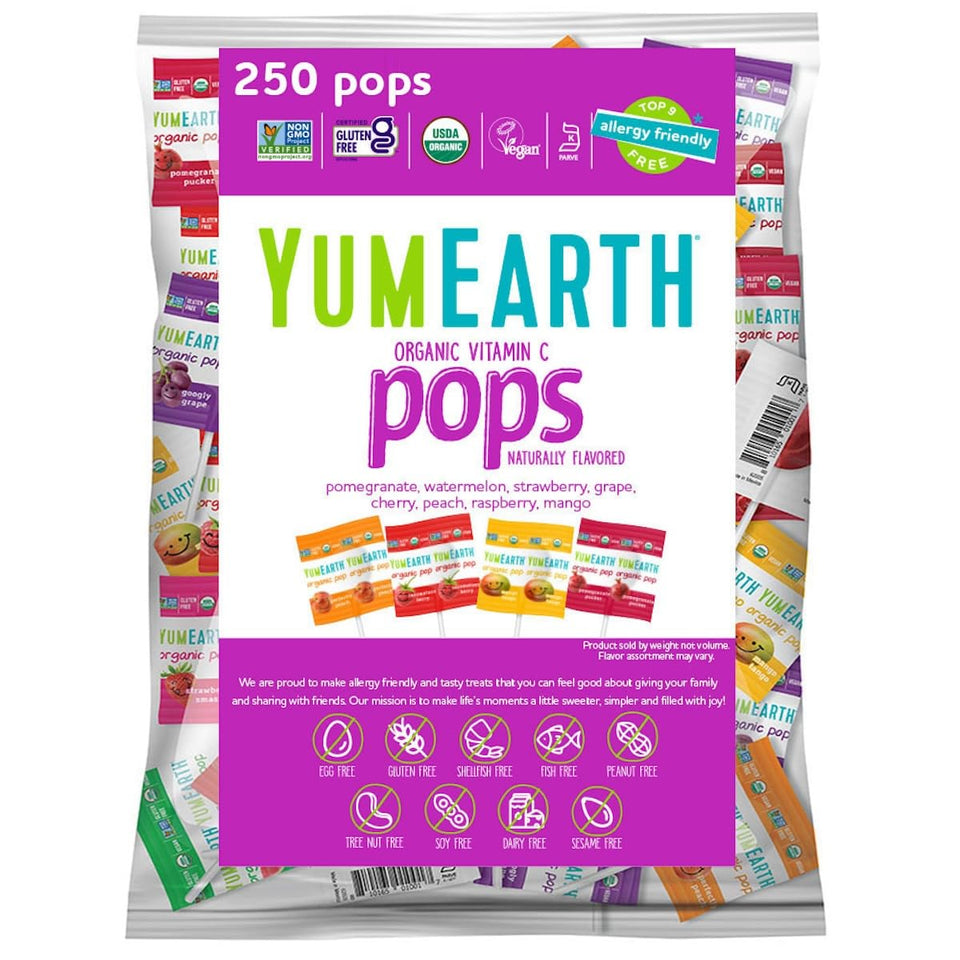 YumEarth Vitamin C Pops assorted-fruits flavors for a tasty vitamin boost