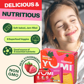 YUMI Strawberry Superbar close-up of jam-filled center and chewy texture.