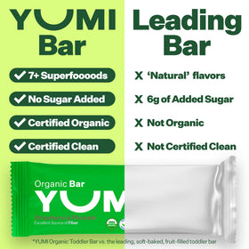 Yumi Strawberry Rhubarb flavor appeals to toddlers during snack time
