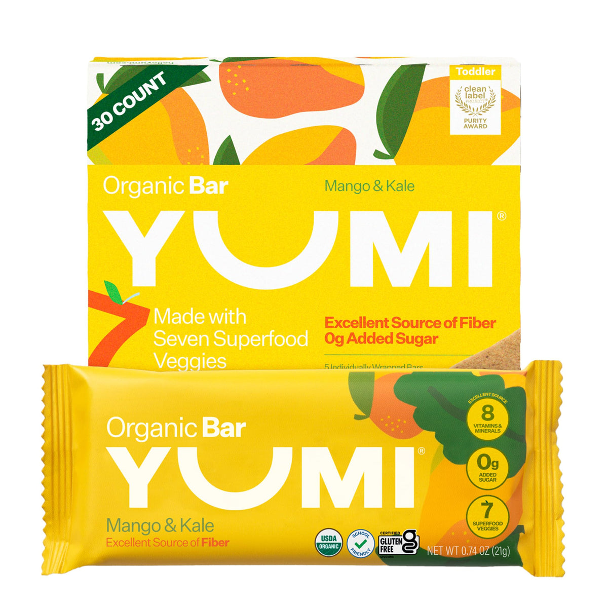 Yumi Mango Kale packaging for convenient school snacks
