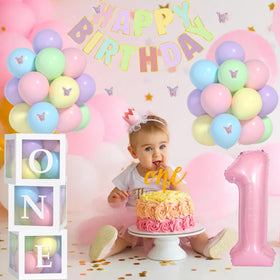 Yumiche pastel Happy Birthday banner adds soft festive color to the party