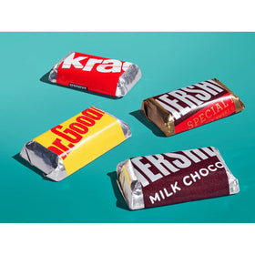 Yummy Chew miniatures close-up highlighting creamy milk and nutty centers.