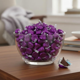 Yummy Chew purple foil-wrapped kisses ideal for upscale events and gift bags