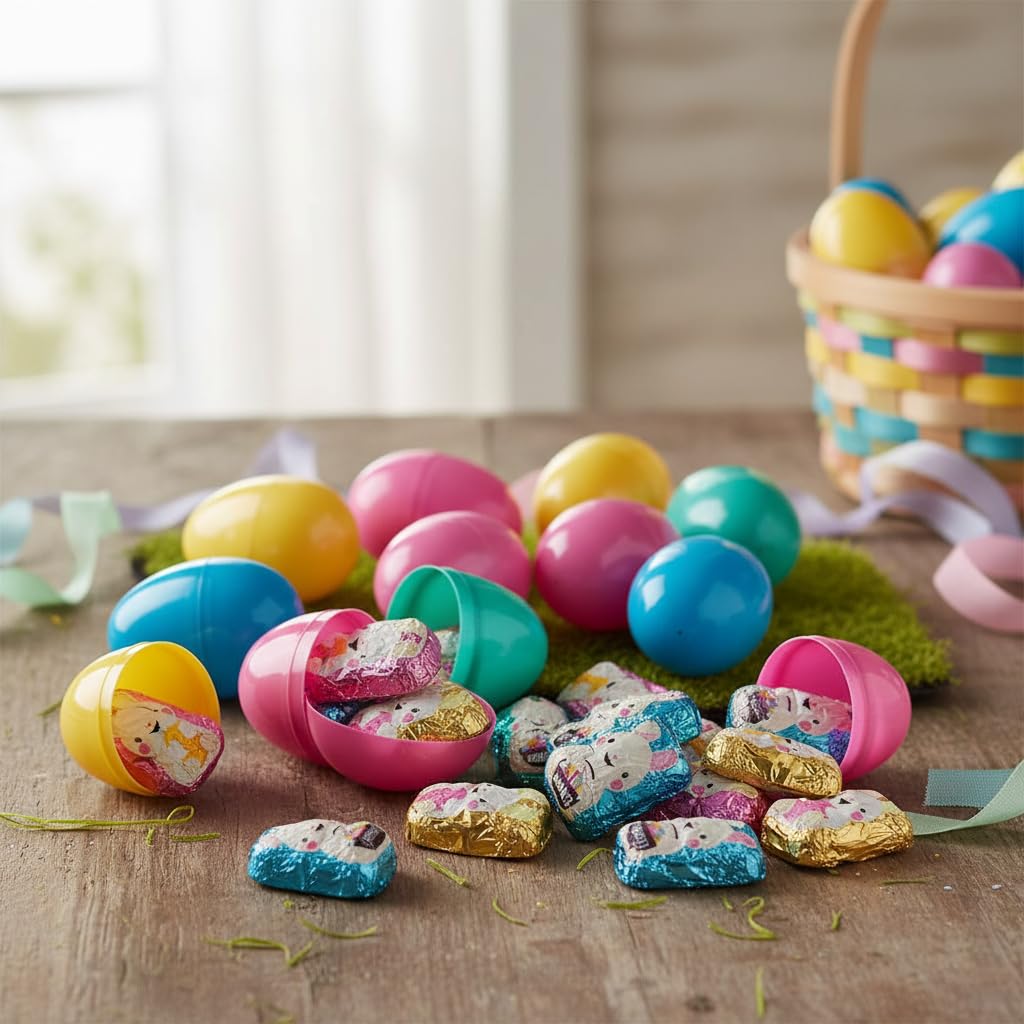 Assortment arranged for Easter baskets and egg hunts.