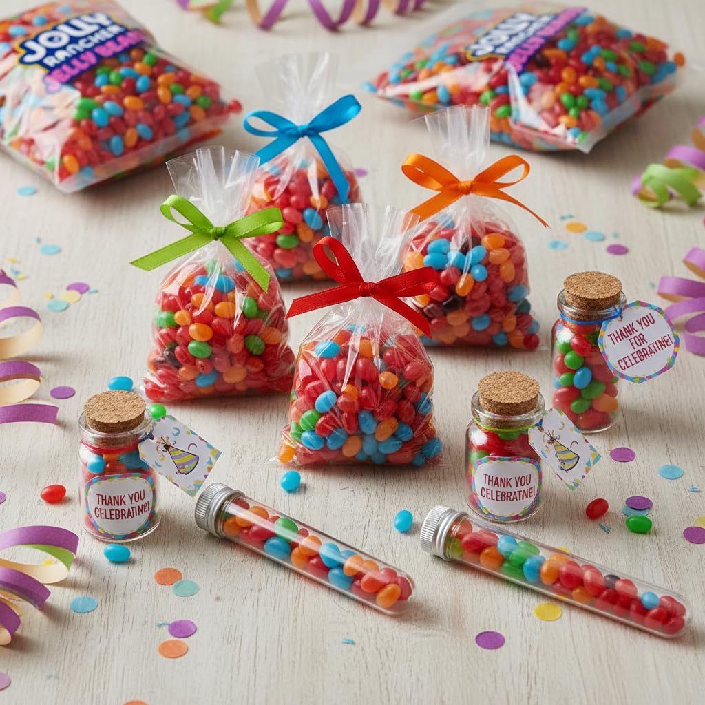 Yummy Chew jelly beans blue raspberry mix for dessert bars and candy bowls.