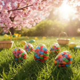 Yummy Chew jelly beans watermelon color brightens Easter baskets and snack bowls.