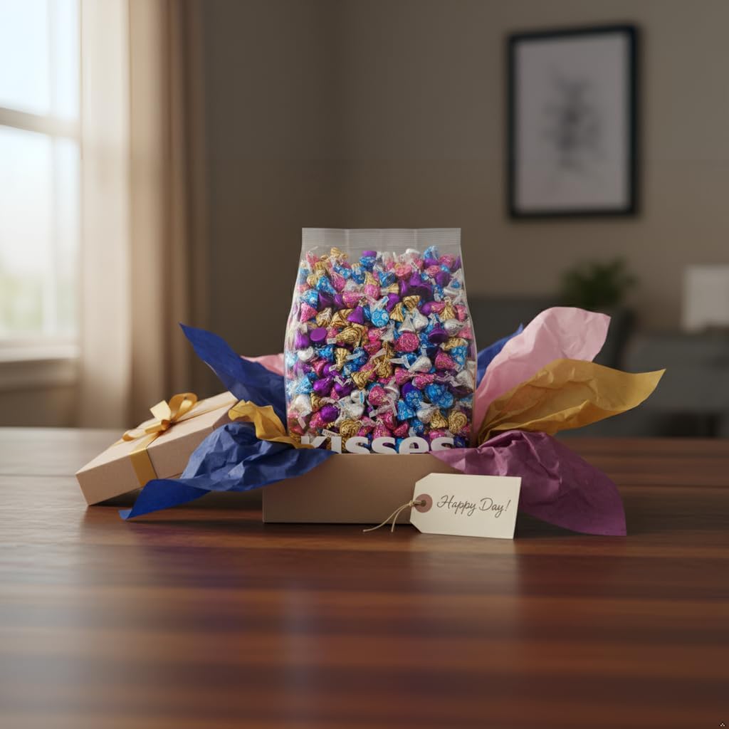 Yummy Chew Kisses variety of flavors, vibrant candy bowls