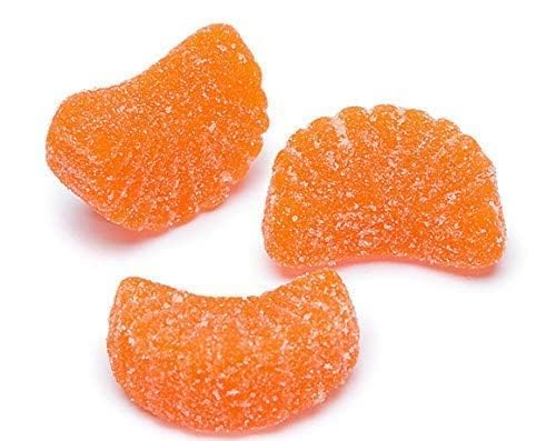 Yummy Chew orange-slices-candy closeup shows glossy sugar coating.