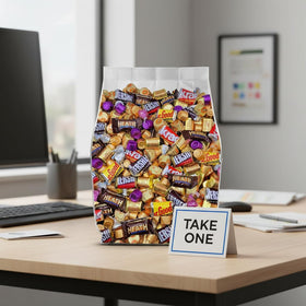 Yummy Chew party favors display a convenient, crowd-pleasing option for events.