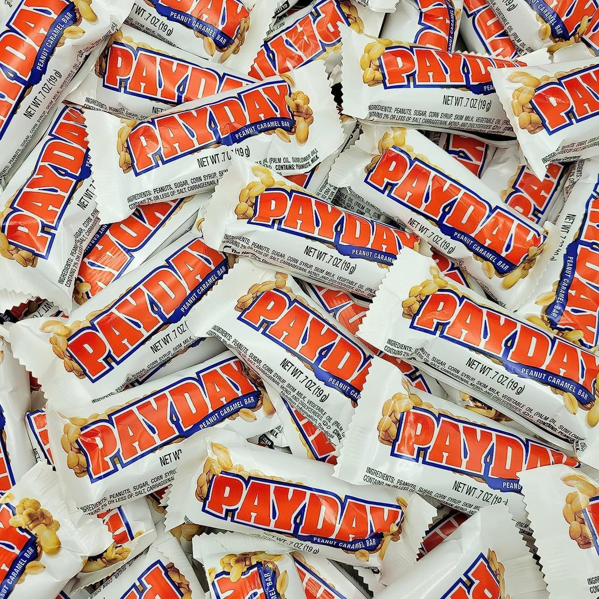 PayDay Fun Size bars, individually wrapped, ideal for office treats