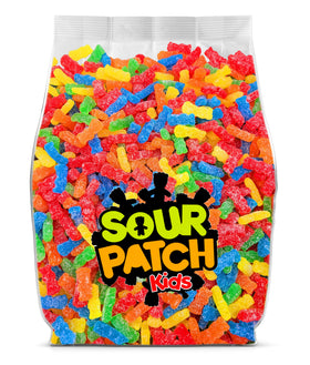Yummy Chew SourPatch Kids bulk bag reveals vibrant gummies for party bowls and sharing.