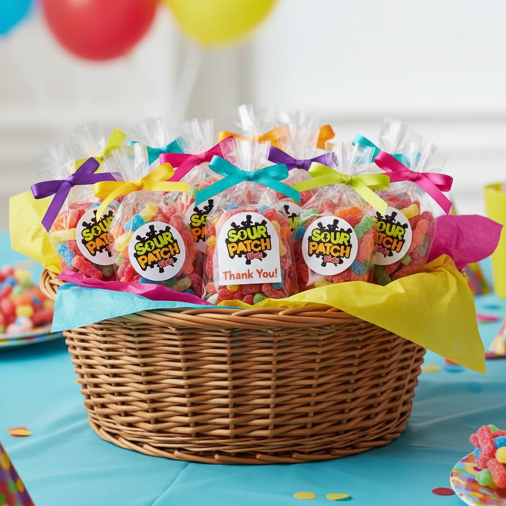 Yummy Chew SourPatch Kids bright colors brighten desserts and snack stations.