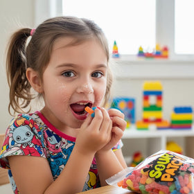 Yummy Chew SourPatch Kids bulk bag keeps freshness with resealable design.