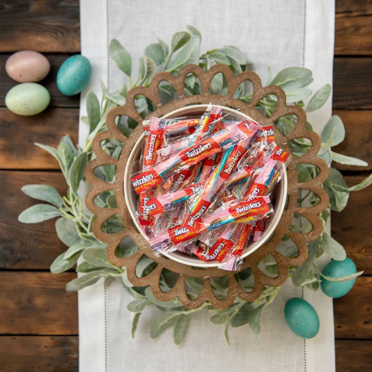Yummy Chew Twizzlers on a dessert table for colorful treats