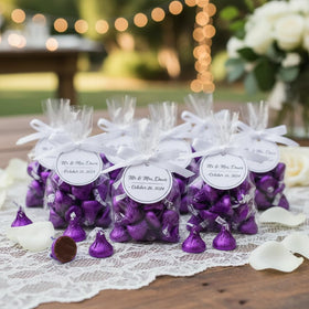 Yummy Chew wedding favor kisses add color to purple-themed celebrations