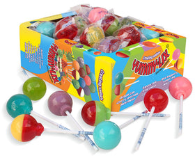 Yummy-Lix round gourmet pops with glossy wrappers attract customers at events