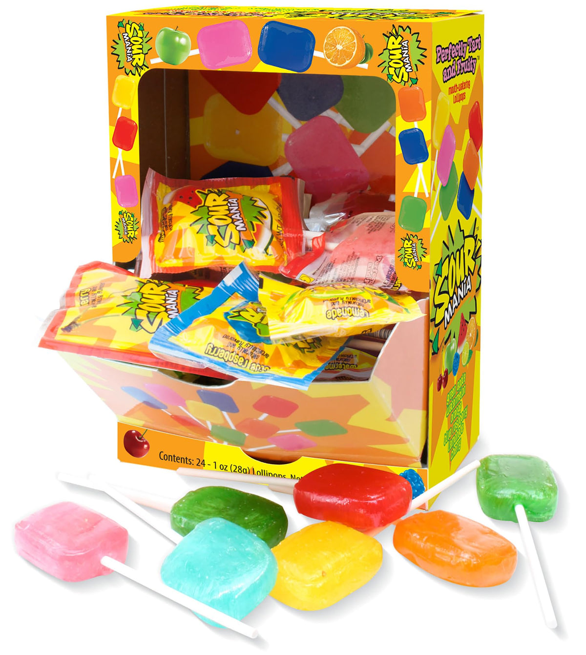 Yummy Lix Sour Mania pack of 24 lollipops for parties and giveaways.