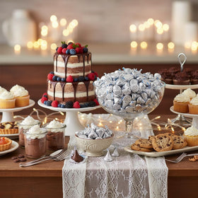 Silver-wrapped Bulk Kisses from Yummy Chew, perfect for elegant wedding favors.