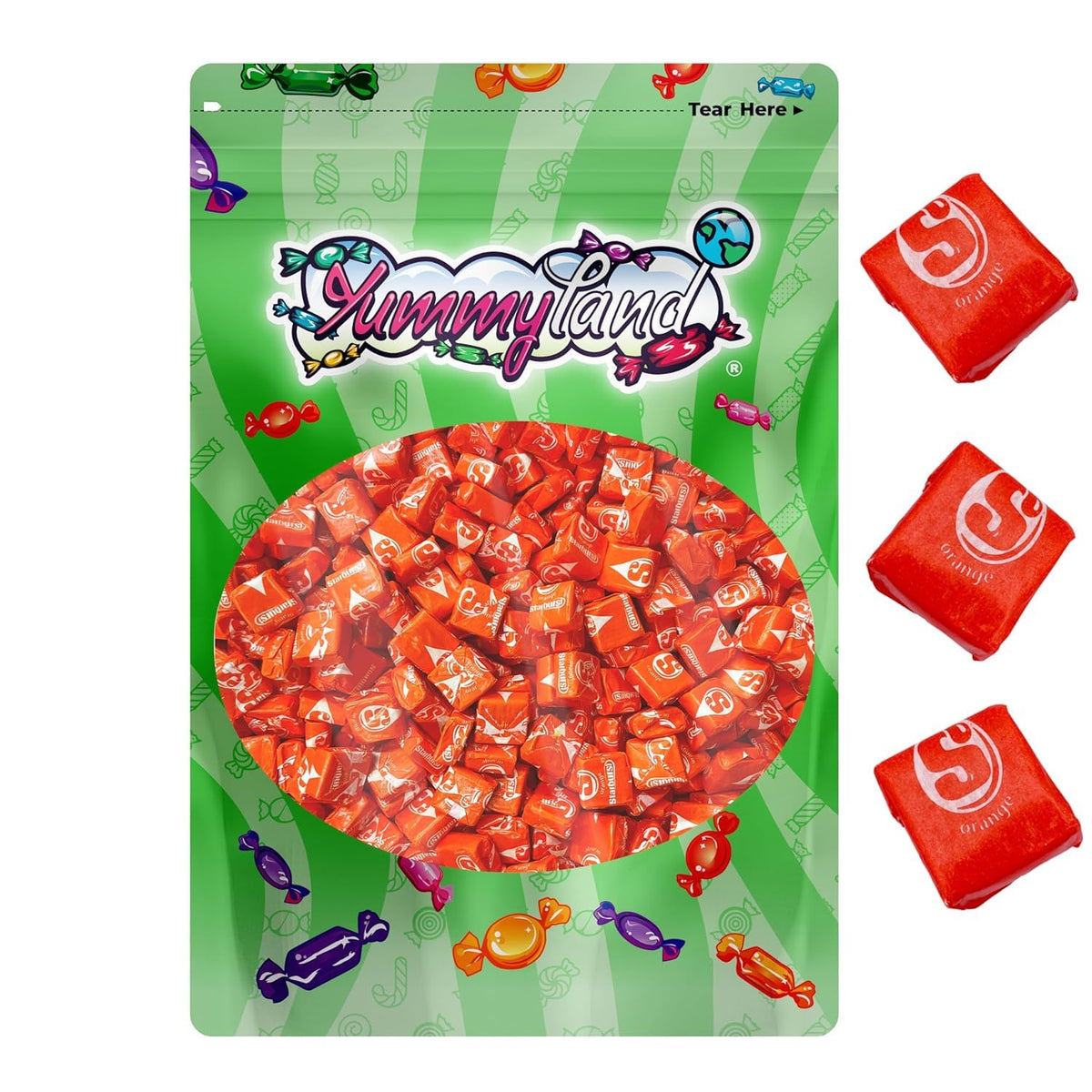 YUMMYLAND Bulk orange candy great for parties and gatherings.
