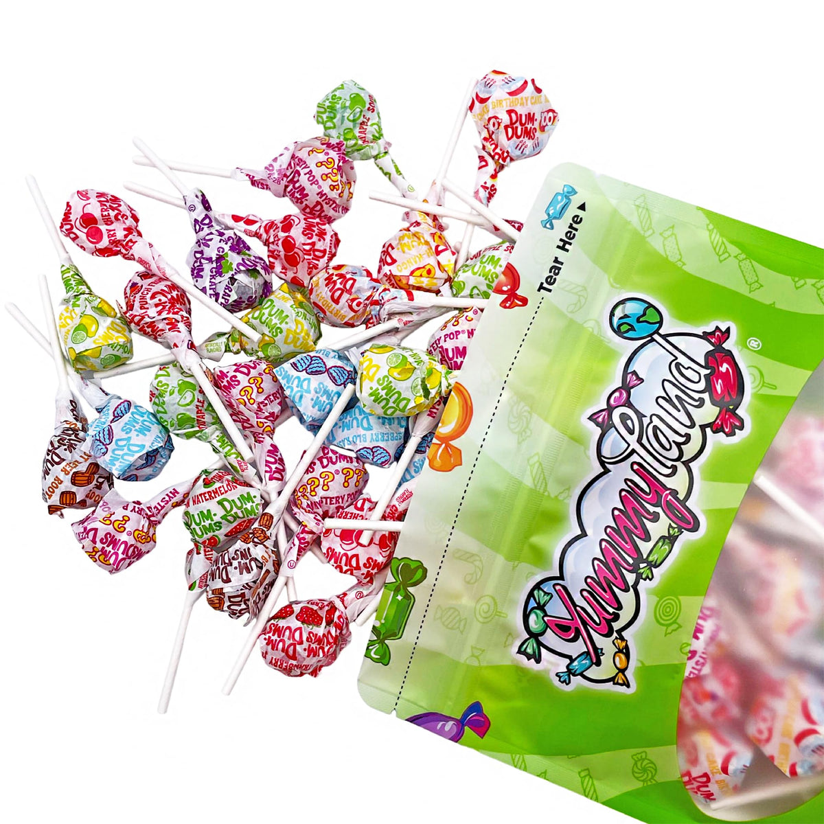 Yummyland Dum Dums individually wrapped lollipops for freshness and quick distribution